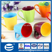 Fabrication de tasses en porcelaine double tasses colorées, tasse en porcelaine en céramique pleine couleur vitrée et double couleur